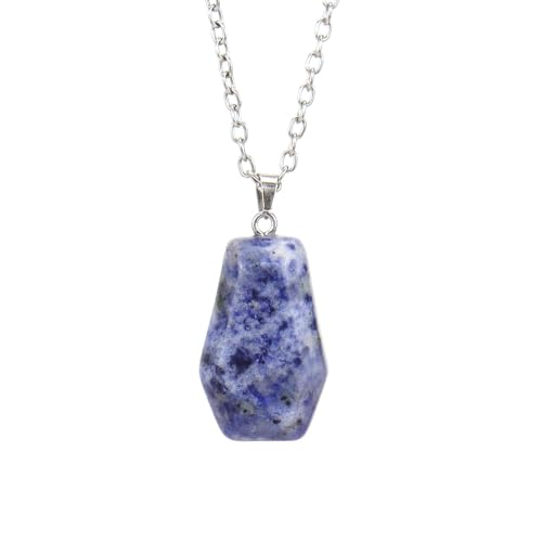 DAIJES Unregelmäßiger natürlicher Kristall-Tigerstein-Rohstein-Anhänger, handgefertigte Seidenstein-Halskette, blaues Muster DAIJES Unregelmäßiger natürlicher Kristall-Tigerstein-Rohstein-Anhänger, handgefertigte Seidenstein-Halskette, blaues Muster von DAIJES