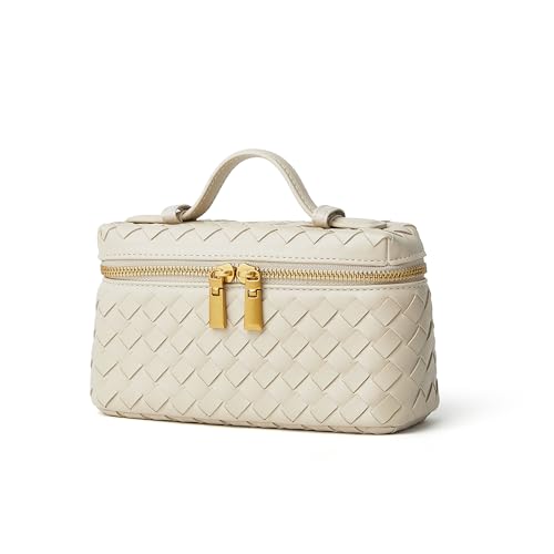 DAILANDO Kleine Handtasche mit Tragegriff oben, handgewebte Mini-Tragetasche und Crossbody-Tasche mit langem abnehmbarem Schultergurt, Beige, Small von DAILANDO
