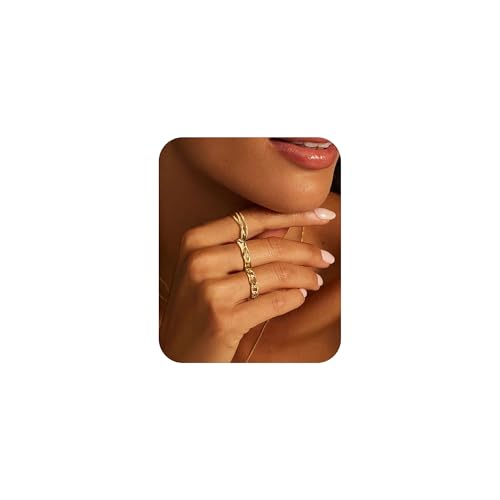 DAILI 3PCS Gold stapelbar Ringe Set für Frauen, 14k Gold plattiert einstellbar offen Stacking Knuckle Chunky Signet Daumen Ring, nicht anlaufen Twist Cross Design Ringe DAILI 3PCS Gold stapelbar Ringe Set für Frauen, 14k Gold plattiert einstellbar offen Stacking Knuckle Chunky Signet Daumen Ring, nicht anlaufen Twist Cross Design Ringe von DAILI
