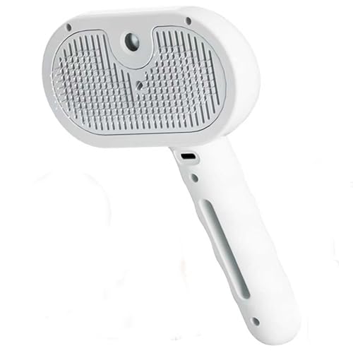 DAILIENFUS Katzenbürste mit Dampf, Wiederaufladbare Dampfbürste für Katzen und Hunde mit Auslöseknopf, Massage Dampfkamm entfernt loses Fell für Langhaar & Kurzhaar Verbesserte Blu-ray-Version (Weiß) von DAILIENFUS