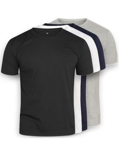 DAILY COTTON Herren 1er 3er 5er Packung T-Shirts mit Rundhalsausschnitt Set Rundhals-4ER-S/W/G/N-L von DAILY COTTON