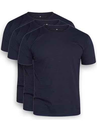 DAILY COTTON Herren 1er 3er 5er Packung T-Shirts mit Rundhalsausschnitt Set Rundhals einfarbig-3ER-Navy-M von DAILY COTTON