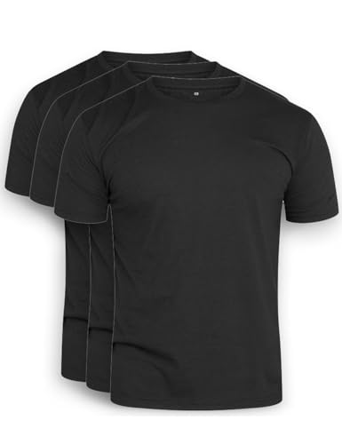 DAILY COTTON Herren 1er 3er 5er Packung T-Shirts mit Rundhalsausschnitt Set Rundhals einfarbig-3ER-Schwarz-L von DAILY COTTON