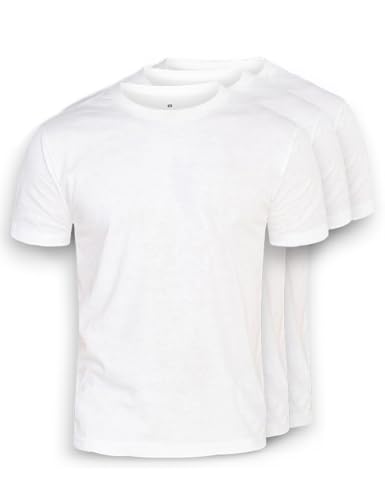 DAILY COTTON Herren 1er 3er 5er Packung T-Shirts mit Rundhalsausschnitt Set Rundhals einfarbig-3ER-Weiß-M von DAILY COTTON