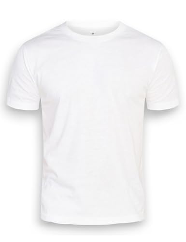 DAILY COTTON Herren 1er 3er 5er Packung T-Shirts mit Rundhalsausschnitt Set Rundhals einfarbig -Weiß-M von DAILY COTTON