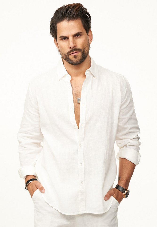 DAILY COTTON Langarmhemd aus 100% Leinen im Regular-Fit Herren Langarm Leinenhemd Freizeithemd Sommerhemd von DAILY COTTON