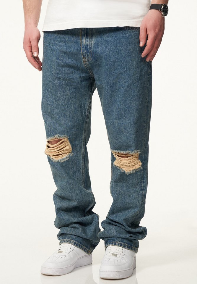 DAILY COTTON Straight-Jeans DCPARADERA Herren Lange Hose Jeans Ripped Straight-Fit von DAILY COTTON