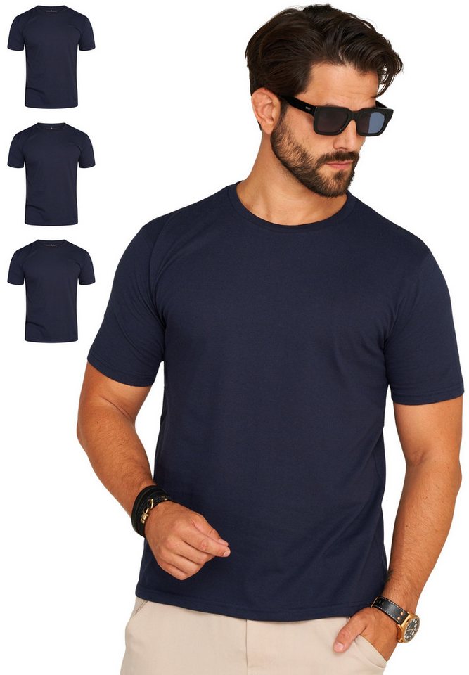 DAILY COTTON T-Shirt BASETEEO (Packung, 3er-Pack) Herren Basic Kurzarm Rundhals Shirt Crew-Neck O-Ausschnitt von DAILY COTTON