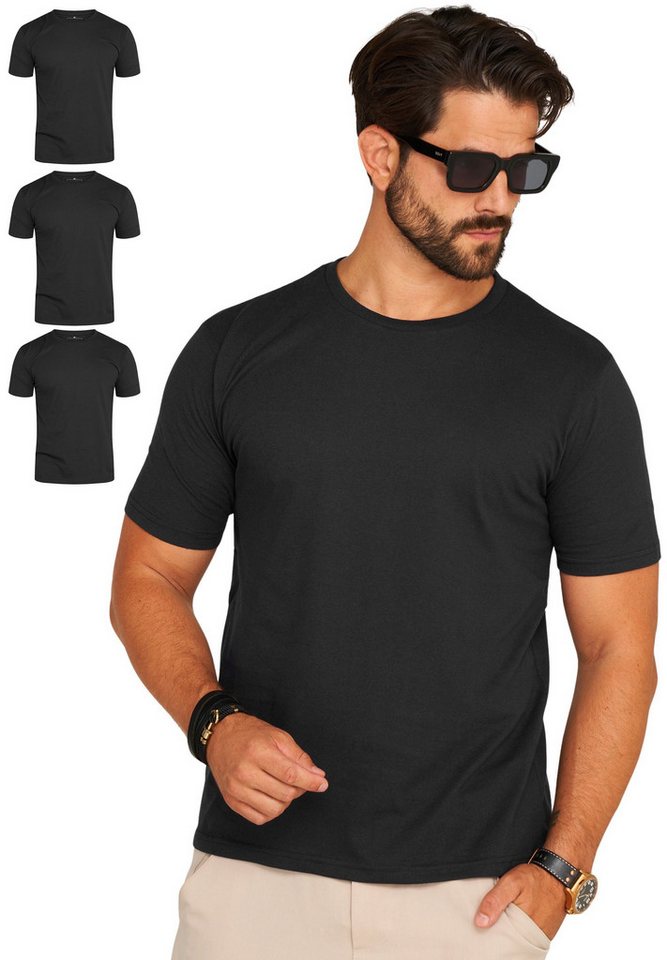 DAILY COTTON T-Shirt BASETEEO (Packung, 3er-Pack) Herren Basic Kurzarm Rundhals Shirt Crew-Neck O-Ausschnitt von DAILY COTTON