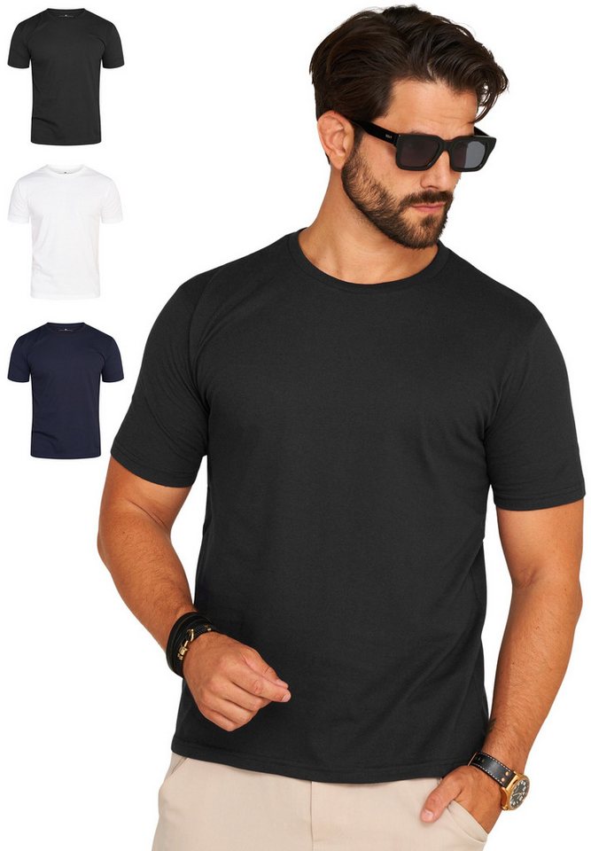 DAILY COTTON T-Shirt BASETEEO (Packung, 3er-Pack) Herren Basic Kurzarm Rundhals Shirt Crew-Neck O-Ausschnitt von DAILY COTTON