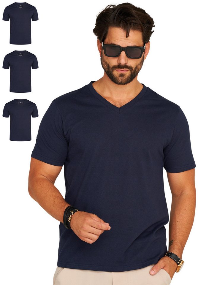DAILY COTTON T-Shirt BASETEEV (Packung, 3er-Pack) Herren Basic Kurzarm Shirt V-Neck V-Ausschnitt von DAILY COTTON