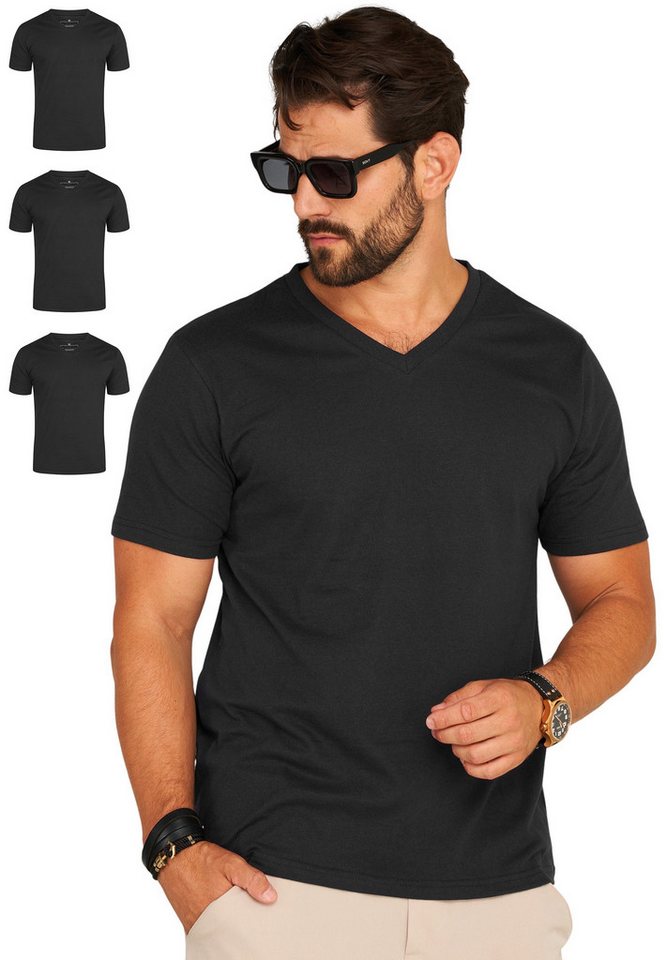 DAILY COTTON T-Shirt BASETEEV (Packung, 3er-Pack) Herren Basic Kurzarm Shirt V-Neck V-Ausschnitt von DAILY COTTON
