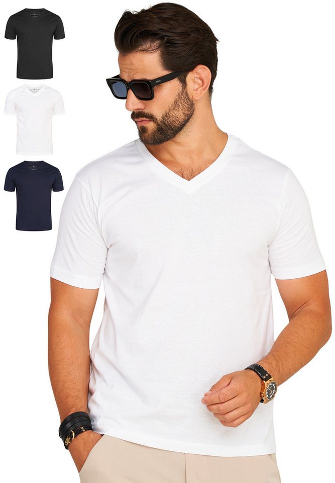 DAILY COTTON T-Shirt BASETEEV (Packung, 3er-Pack) Herren Basic Kurzarm Shirt V-Neck V-Ausschnitt von DAILY COTTON
