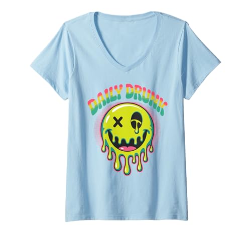 Damen Daily Drunk X Drunken Slime Face T-Shirt mit V-Ausschnitt Damen Daily Drunk X Drunken Slime Face T-Shirt mit V-Ausschnitt von DAILY DRUNK. Drunken Slime Face. Day Drinking Club