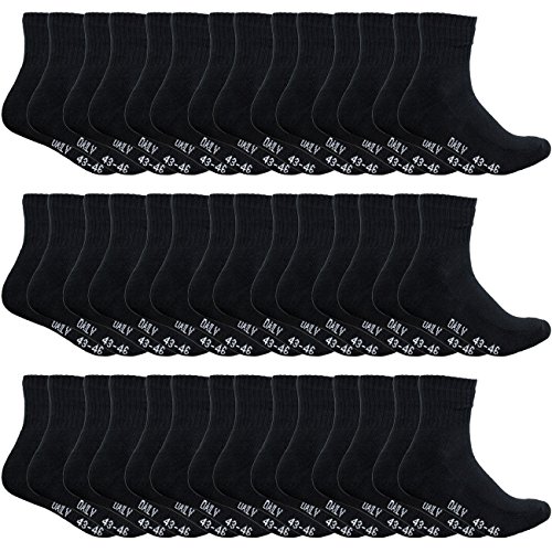 DAILYSOXX Herren Short Crew Socken 7er 14er oder 21er Pack Schwarz Everyday Sport Performance Kurz Tennissocken mit Frotteesohle Baumwolle 39-42 43-46 47-49, Größe:39-42, Farbe:Schwarz - 21er Pack von DAILYSOXX