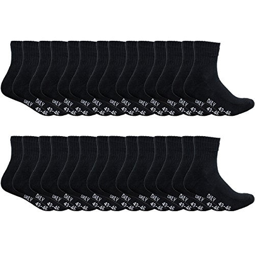 DAILYSOXX Herren Short Crew Socken 7er 14er oder 21er Pack Schwarz Everyday Sport Performance Kurz Tennissocken mit Frotteesohle Baumwolle 39-42 43-46 47-49, Größe:43-46, Farbe:Schwarz - 14er Pack von DAILYSOXX