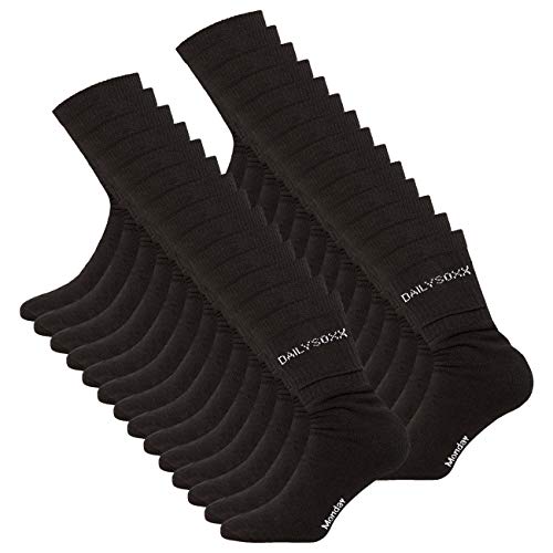 DAILYSOXX Herren Tennissocken 7er 14er oder 21er Pack Schwarz Everyday Crew Socken Performance Sport Arbeitssocken Freizeit Baumwolle Strümpfe 39-42 43-46 47, Größe:47-49, Farbe:Schwarz - 14er Pack von DAILYSOXX