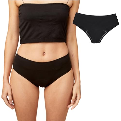 dais Perioden Unterwäsche (Hipster) • Nahtlose Menstruationsunterwäsche • Periodenslip saugstark & waschbar • Auslaufsichere Unterhose Damen • Bio-Baumwolle (Schwarz, XL) von dais