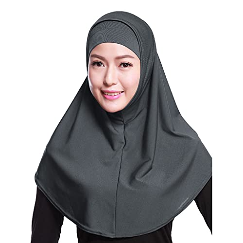 DAISHIAO 2-teiliges einfarbiges Amira-Jersey, muslimischer Hijab, weiche Baumwolle, Stretch-Kopftuch, mit Schlauch, Innenschal, Kappe, Kapuze von DAISHIAO