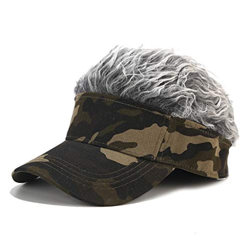 DAISHIAO Herren Sonnenblenden-Cap mit Stacheln, Kunsthaar, Camouflage-Druck, verstellbare Snapback-Perücke, Baseballhut, Hip-Hop, Streetwear-Geschenk von DAISHIAO