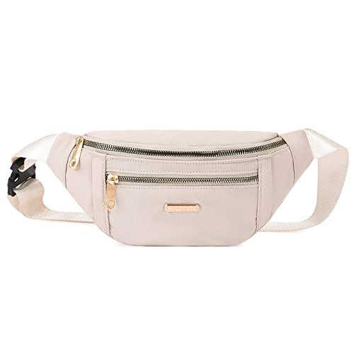 DAITET Modische weiße Bauchtasche für Herren und Damen, Crossbody-Hüfttasche mit verstellbarem Gürtel, große Kapazität, Bauchtasche für Reisen, Wandern, Radfahren, Training, Freizeit (milchig weiß) von DAITET