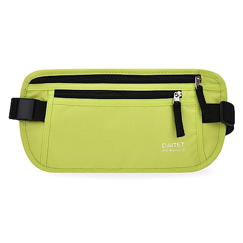 RFID-blockierender Geldgürtel für Männer und Frauen, schlanke Bauchtasche für Reisen, Laufen, verdeckte Taille für Reisepasshalter, Handy, neon green, Rfid Blocking & Belt Wide:1inch von DAITET