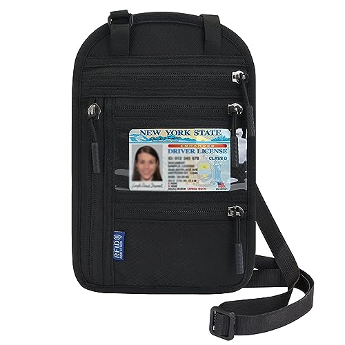 Reise-Umhängebrieftasche mit RFID-Blockierung für Damen und Herren, Reisepasshülle, Diebstahlschutz, schmaler Brustbeutel, Schwarz, Rfid Neck Wallet Reise-Umhängebrieftasche mit RFID-Blockierung für Damen und Herren, Reisepasshülle, Diebstahlschutz, schmaler Brustbeutel, Schwarz, Rfid Neck Wallet von DAITET