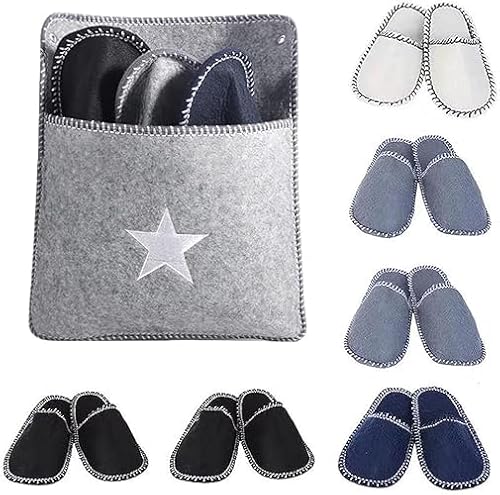 DAJASD Gästehausschuhe Set, 6 Paar Gästehausschuhe aus Filz, Antirutsch Hausschuhe Set, Filzpantoffeln für Gäste, Gäste Hausschuhe für Familie Spa Hotel Reisen Unisex von DAJASD