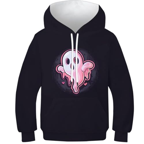 DAKINCHERRY Geist Jungen Mädchen Hoodie Kapuzenpullover Neuheit Gespenst Freizeitpullover Für Kinder 13-15Y von DAKINCHERRY