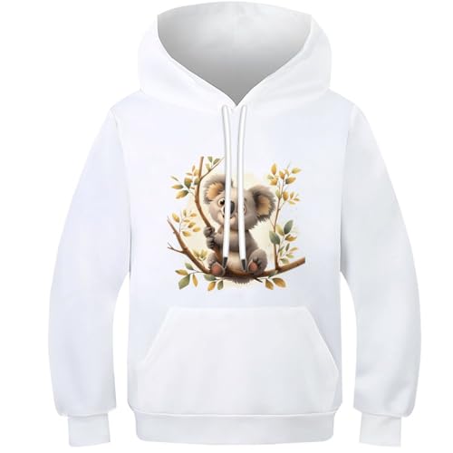 DAKINCHERRY Koala Jungen Mädchen Hoodie Sweatshirt Für Jungen Mädchen Mit Tasche Tierische Party Personalisierte Kapuzenpulli 6-7Y von DAKINCHERRY