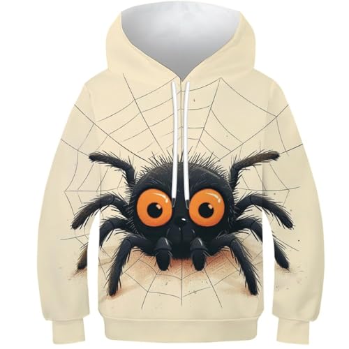 DAKINCHERRY Niedliche kleine Spinne UnisexKinder Hoodie 3D Lustig GedrucKt Kapuzenpullover Niedliches Tier Personalisierte Kapuzenpulli 8-10Y von DAKINCHERRY