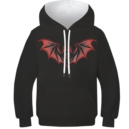 Fledermäuse UnisexKinder Hoodie Sportanzug Für Kinder Mit 3D-Cartoon-Print Blood-Sucking Fledermaus Personalisierte Kapuzenpulli 7-9Y von DAKINCHERRY