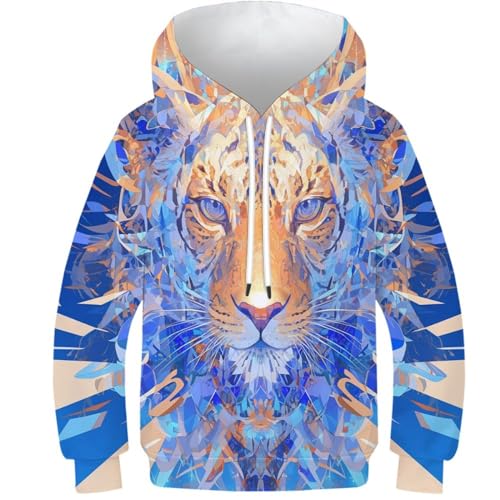 Löwe UnisexKinder Hoodie Sportanzug Für Kinder Mit 3D-Cartoon-Print Tierische Party FreizeitpulLieber Für Kinder 6-7Y von DAKINCHERRY
