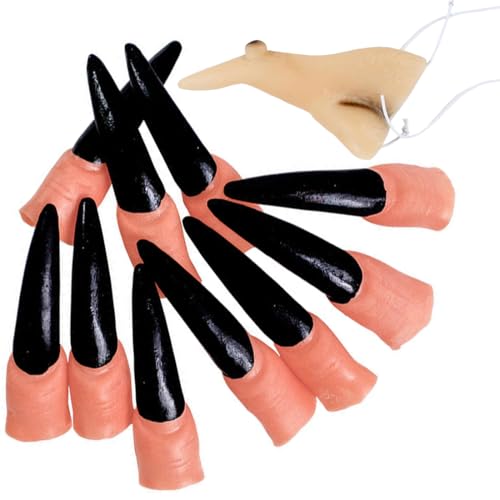 10 Hexennägel + 1 Hexennase, Hexen-Kostümset, für Halloween/Karneval, hexennase, hexe nase von DAKLOP