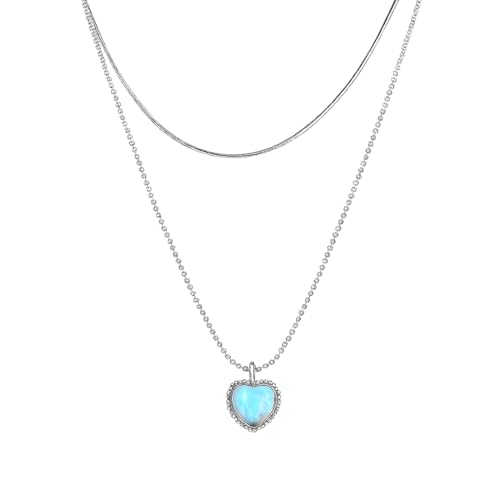 925 Silber Damenkette, Herz Anhänger, Mehrschichtig, Tägliches Tragen, Geschenk für Dates, 45cm Länge, silberkette damen, ketten set von DAKLOP