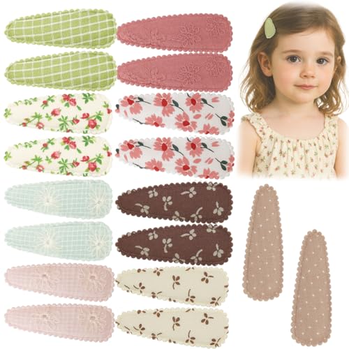 DAKLOP 18 Pcs haarspangen mädchen Haarspangen Mädchen Rutschfeste Süße Blumenmuster Haarspangen Haarstyling Accessoires Stoff Umwickelt Metall-Haarnadeln für Kleinkinder Kinder Damen Haarschmuck von DAKLOP
