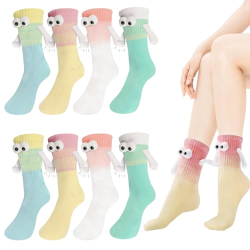 DAKLOP 4 Paar socken mit magnetischen händen, Magnetische Socken mit Händen Geburtstag Hand in Hand Socken mit Magnetarmen Lustige Alberne Geschenke für Frauen Männer Freundin Freunde Partner Paar von DAKLOP
