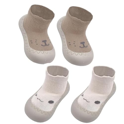 DAKLUNAR 2 Paar Baby Sockenschuhe, Rutschfeste Niedlicher Cartoon Weicher Stricken Babybodenschuhe, Krabbelsocken Lauflernschuhe Sockenschuhe Baby Krabbelsocken für Mädchen Junge von DAKLUNAR