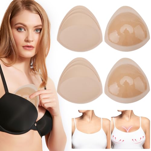 DAKLUNAR 2 Paar Selbstklebende Einsätze BH Pads Damen Push-up BH-Einlagen herausnehmbare Pads, Einsätze Abnehmbare Push Up Pads Brustvergrößerer für Bikini Tops und Sport BH(Dicke 4cm) von DAKLUNAR