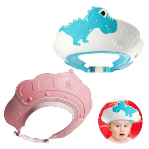 DALAETUS 2-teiliges Baby-Duschhauben-Set, verstellbares Haarwaschschild, Baby-Duschhaube, Schild für Kleinkinder, Kinder, Jungen, Mädchen, Baby-Visier für Augen, Ohren und Gesicht (Krone, Rosa, von DALAETUS