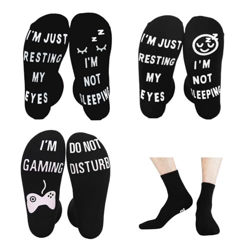 3 Paare Lustige Socken Set, Socken Lustige, Gaming Socken für Zocker Männer Herren Frauen Damen Weihnachts Erntedankfest Geburtstag von DALAETUS