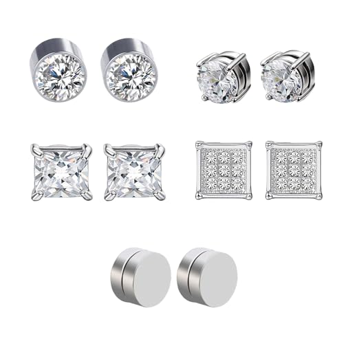 5er Set Magnet Ohrringe, Damen und Herren für Geburtstage & Jubiläen (Silber) von DALAETUS