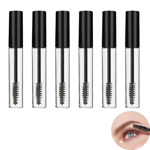6 Stück Leere Mascara Tube, 10ml Nachfüllbare Mascara Flasche mit Wimpern Zauberstab, Mascara Transparente Behälterflasche, Mascara Röhre für Rizinus (Schwarze) von DALAETUS