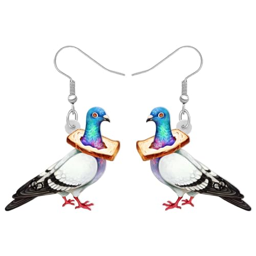 DALANE Acryl Anime Hawaii Taube Ohrringe Baumelnd Tropfen Zylinderhut Vogel Tiere Schmuck für Frauen Mädchen Kinder Geschenke Partei Begünstigungen Reize (Weiß) von DALANE