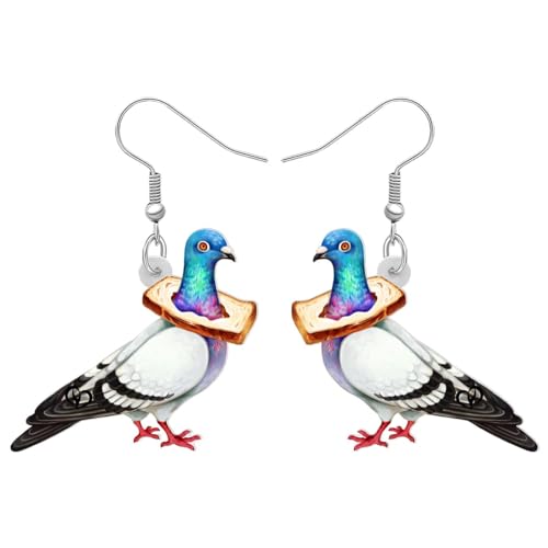 DALANE Acryl Anime Hawaii Taube Ohrringe Baumelnd Tropfen Zylinderhut Vogel Tiere Schmuck für Frauen Mädchen Kinder Geschenke Partei Begünstigungen Reize (Weiß) von DALANE