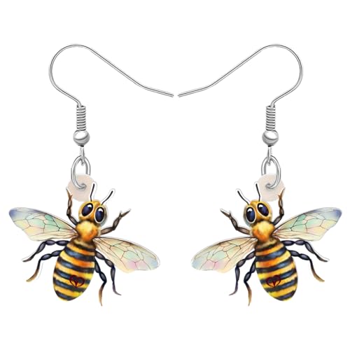 DALANE Acryl Anime Honig Biene Ohrringe Baumeln Tropfen Schmuck für Frauen Damen Mädchen Kinder Bienen liebhaber Neuheit Geschenke Dekor Charms (Gelb) von DALANE