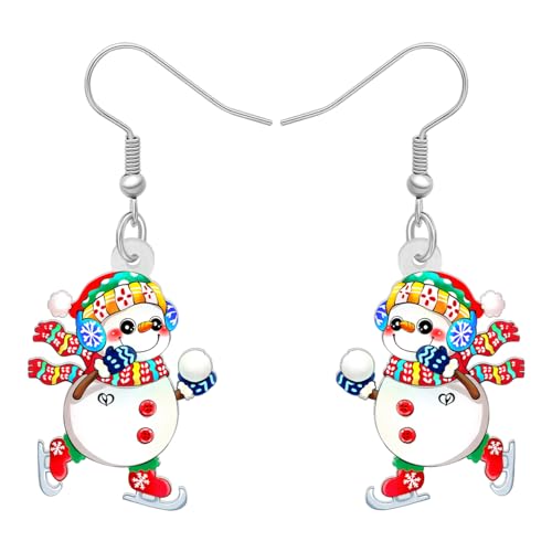 DALANE Acryl Anime Weihnachten Hut Schneemann Ohrringe Baumeln Tropfen Süßigkeiten Schmuck Lustige Geschenke für Frauen Damen Mädchen Kinder (Weiß E) von DALANE