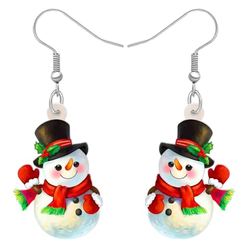 DALANE Acryl Anime Weihnachtsbaum Schneemann Ohrringe Baumeln Tropfen Süße Schmuck für Frauen Damen Mädchen Kinder Weihnachten Geschenke (Weiß C) von DALANE