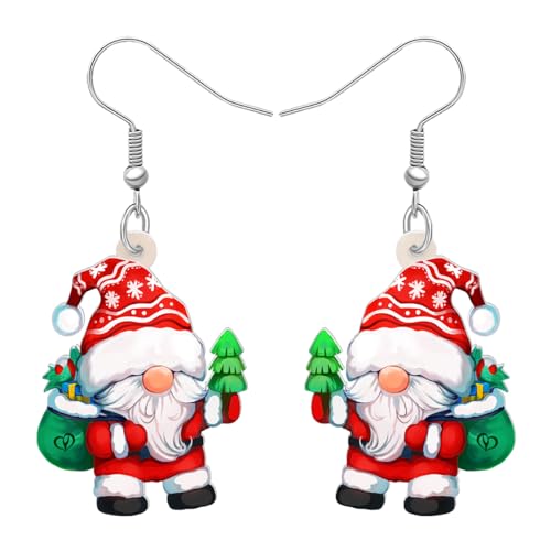 DALANE Acryl Christmas Niedlicher Weihnachtsbaum Weihnachtsmann Ohrringe Baumeln Tropfen Lustige Geschenke für Frauen Damen Mädchen Kinder Reize (Rot) von DALANE