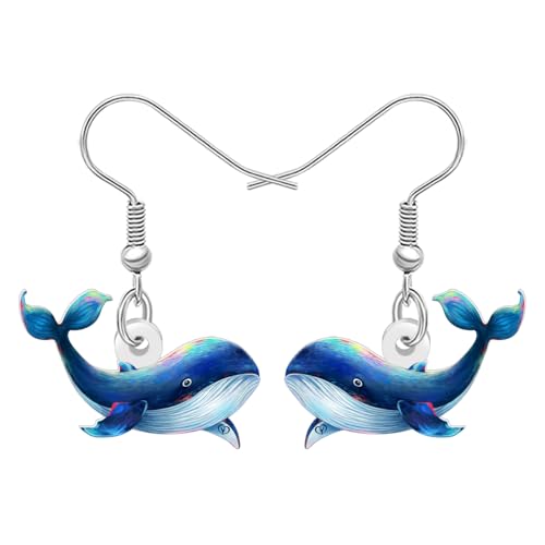 DALANE Acryl Cute Blau Wal Tropfen Ohrringe Hängend Fun Ozean Tier Design Meer Leben Fisch Schmuck Strand Geschenke für Damen Mädchen Tierliebhaber Charms (Blau) von DALANE